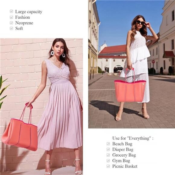 LMYYG Beach bag,Multipurpose Neoprene Bag,Large Tote Bag,Waterproof Shoulder - Picture 3 of 8